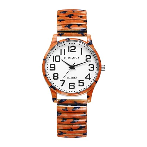 Lancardo Damenuhren Elastische Uhren Damen: Gut Klar Lesbare Analoge Quarzuhren mit Arabischen Ziffern Hexenhut Bedruckte Armbanduhren mit Edelstahl Stretchband Frauen von Lancardo