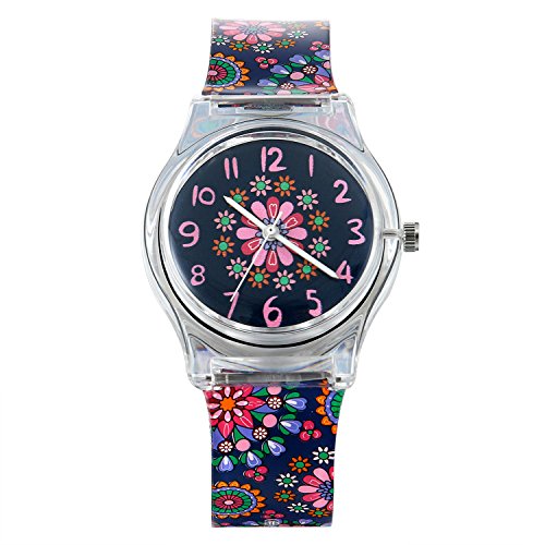 Lancardo Kinder Uhren für Jungen, Analog Quarz Sport Outdoor Blumen Muster Wasserdicht Armbanduhr mit Silikon Armband von Lancardo