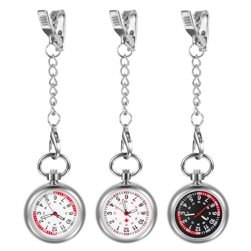 LANCARDO Krankenschwesteruhren Taschenuhr Schwesteruhren: 3pcs Einfach Schwester Uhren mit Clip Gut Ablesbare Fob Uhr Ansteckuhr Pulsuhren Hilfsuhr Arbeitsuhr für Ärzte Pflege Krankenschwester von Silverora