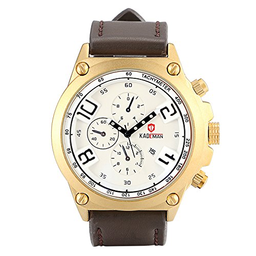 Lancardo Leder Armbanduhr Herren, Groß Weiss digital Dial Militär Chronograph Quarz Analog Kalender mit Datum Wasserdicht Sport Outdoor Uhren, Dunkelbraun Lancardo Leder Armbanduhr Herren, Groß Weiss digital Dial Militär Chronograph Quarz Analog Kalender mit Datum Wasserdicht Sport Outdoor Uhren, Dunkelbraun von Lancardo