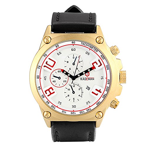 Lancardo Leder Armbanduhr Herren, Groß digital Dial Militär Chronograph Quarz Analog Kalender mit Datum Wasserdicht Sport Uhren Stoppuhr, braun schwarz Lancardo Leder Armbanduhr Herren, Groß digital Dial Militär Chronograph Quarz Analog Kalender mit Datum Wasserdicht Sport Uhren Stoppuhr, braun schwarz von Lancardo