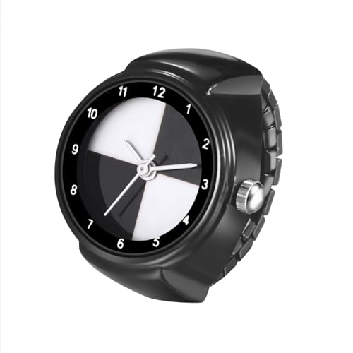Lancardo Ring Uhr Fingeruhr Elastische: Damen Analog Quarz Fingerringuhren mit Arabische Ziffern Skala Edelstahl Stretchband Ringuhren Damenuhren Geschenke für Frauen schwarz von Lancardo