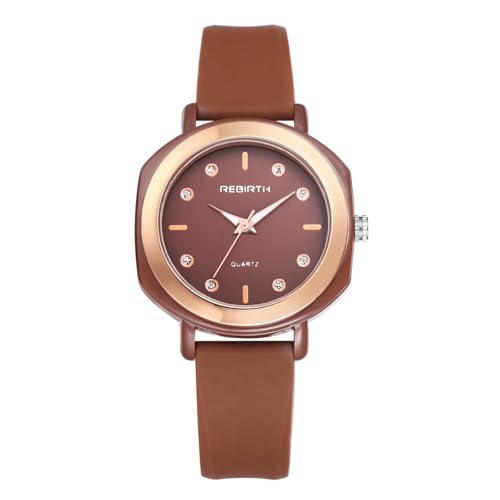 Lancardo Uhren Damen Diamant Silikon: 3ATM Wasserdicht Geschliffenes Analoge Quarz Damenuhren Glänzende Diamantskala Armbanduhren mit Silikonarmband Geschenke für Frauen braun von Lancardo