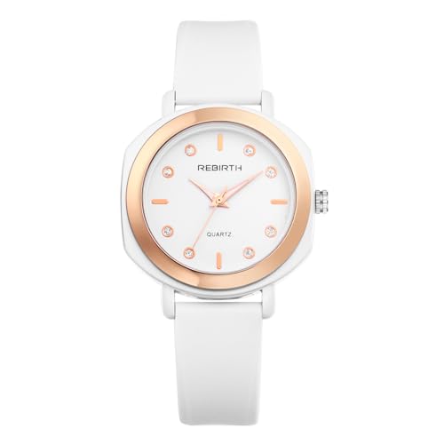 Lancardo Uhren Damen Diamant Silikon: 3ATM Wasserdicht Geschliffenes Analoge Quarz Damenuhren Glänzende Diamantskala Armbanduhren mit Silikonarmband Geschenke für Frauen weiß von Lancardo