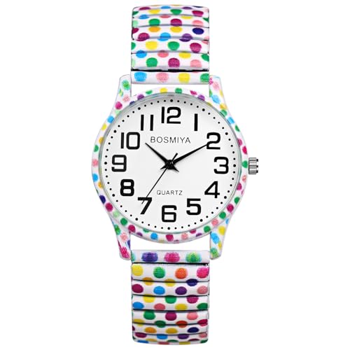 Lancardo Uhren Damen Elastische Boho: Bohemian Stil Analoge Damenuhren Leicht Ablesbare Armbanduhren mit aufgedruckter Edelstahlarmband Stretchband Geschenke für Frauen Ältere von Lancardo