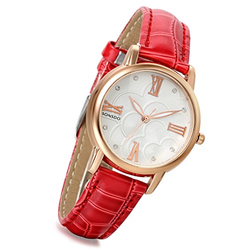 lancardo Damen Rose Gold Tone Fall Camellia Blume Rose Gold Armband mit Akzenten Kristall (rot, 2) von Lancardo