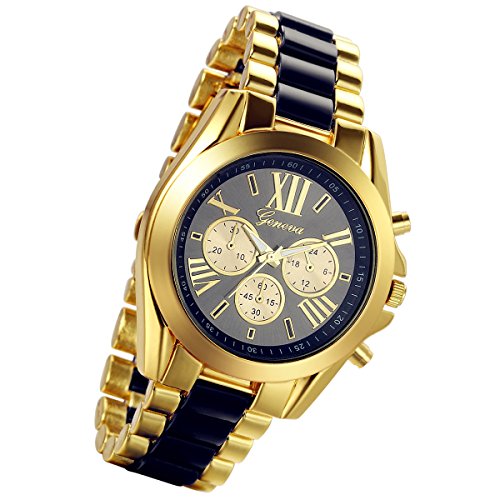 Lancardo Herren Uhr, Analog Quarzuhr, Klassische Fashion Business Casual Sport Uhr mit Edelstal Armband, schwarz Gold von Lancardo
