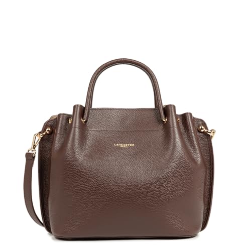 LANCASTER | Doppelte Handtasche – große Handtasche aus genarbtem Rindsleder, Braun – In – Hellgold LANCASTER | Doppelte Handtasche – große Handtasche aus genarbtem Rindsleder, Braun – In – Hellgold von Lancaster