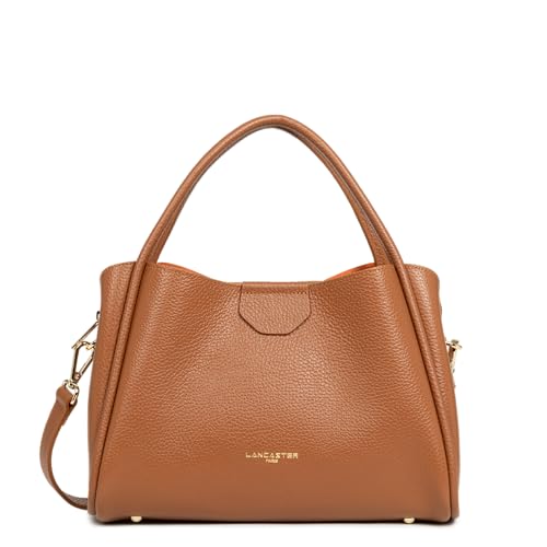 LANCASTER | Ida Double – Handtasche aus Rindsleder, genarbt, kamelfarben – Orange, Camel - In - Orange, Einheitsgröße von Lancaster