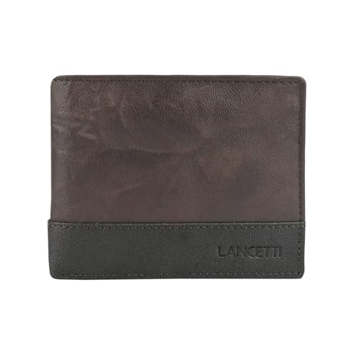 Lancetti Herren-Geldbörse aus Echtem Leder, Klassisch, mit Münzfach und Geschenkbox von LANCETTI