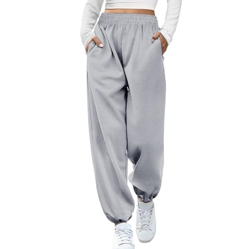 Jogginghose Damen Baggy Jogginghose Damen Hoher Taille mit Taschen Gummibund Sporthose Freizeithose für Training von Lancry