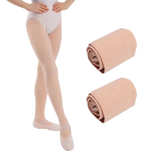 Lancry 2 Paar 80D Ballett-Strumpfhosen mit Fuß für Mädchen, nude, L von Lancry