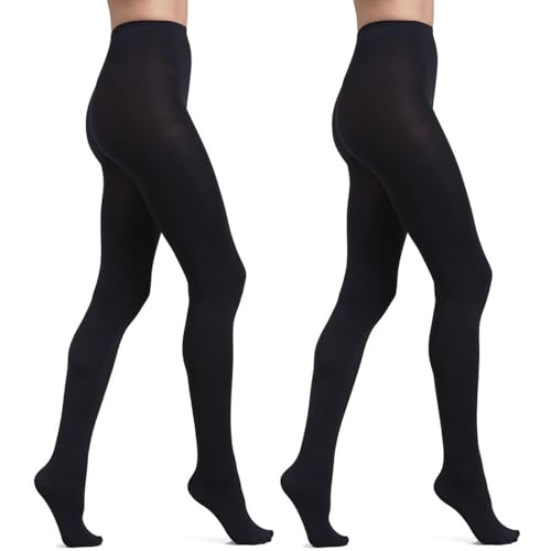 Lancry 2er Pack Strumpfhose Damen 40 Denier Schwarz - Hoch Elastisch, Superweich, Laufmaschenfest, Microfaser, Starke Stützwirkung, Blickdicht von Lancry