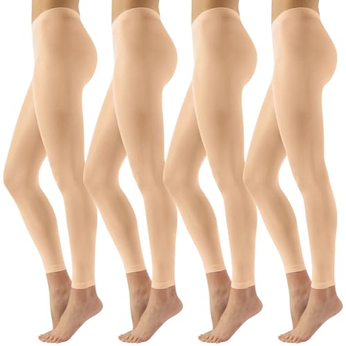 Lancry 4 Paar 80D Strumpfhosen ohne Füße für Damen und Mädchen, blickdicht, Samt, weiche Tanzstrumpfhose, hautfarben, L Lancry 4 Paar 80D Strumpfhosen ohne Füße für Damen und Mädchen, blickdicht, Samt, weiche Tanzstrumpfhose, hautfarben, L von Lancry