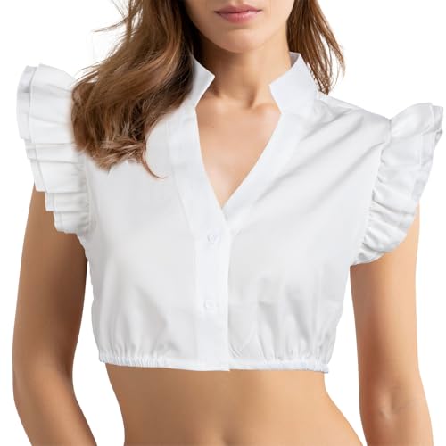 Lancry Dirndl Bluse Damen Weiß Schulterfrei Dirndlbluse für Oktoberfest Trachtenbluse Dirndlblusen Trachtenblusen Traditionelle Kurzarm (XXL, Weiß Schulterfrei) von Lancry