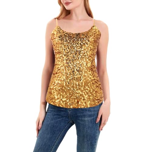 Lancry Sequin Top Camisole Tops for Women Sparkly Top Adjustable Straps Sparkly Sequin Tops for Night Club Party and Onstage Performances von Lancry