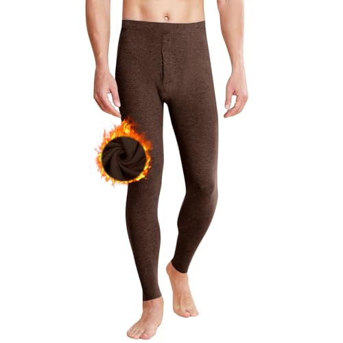 Thermohose Herren thermounterhose lang Lange Unterhosen Herren Thermo Unterhose Thermohose Winter (4XL, Braun) von Lancry