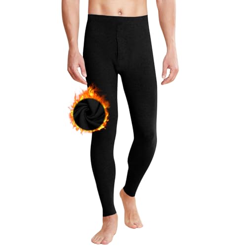 Lange Unterhosen Herren, Double-Sided Fleece Thermohose, Thermounterwäsche Lang, Skiunterwäsche, Thermo Hose für Winter (3XL) von Lancry