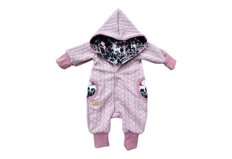 Land-Juwelen Overall Zopfstrick Boho schwarz altrosa Waldtiere von Land-Juwelen