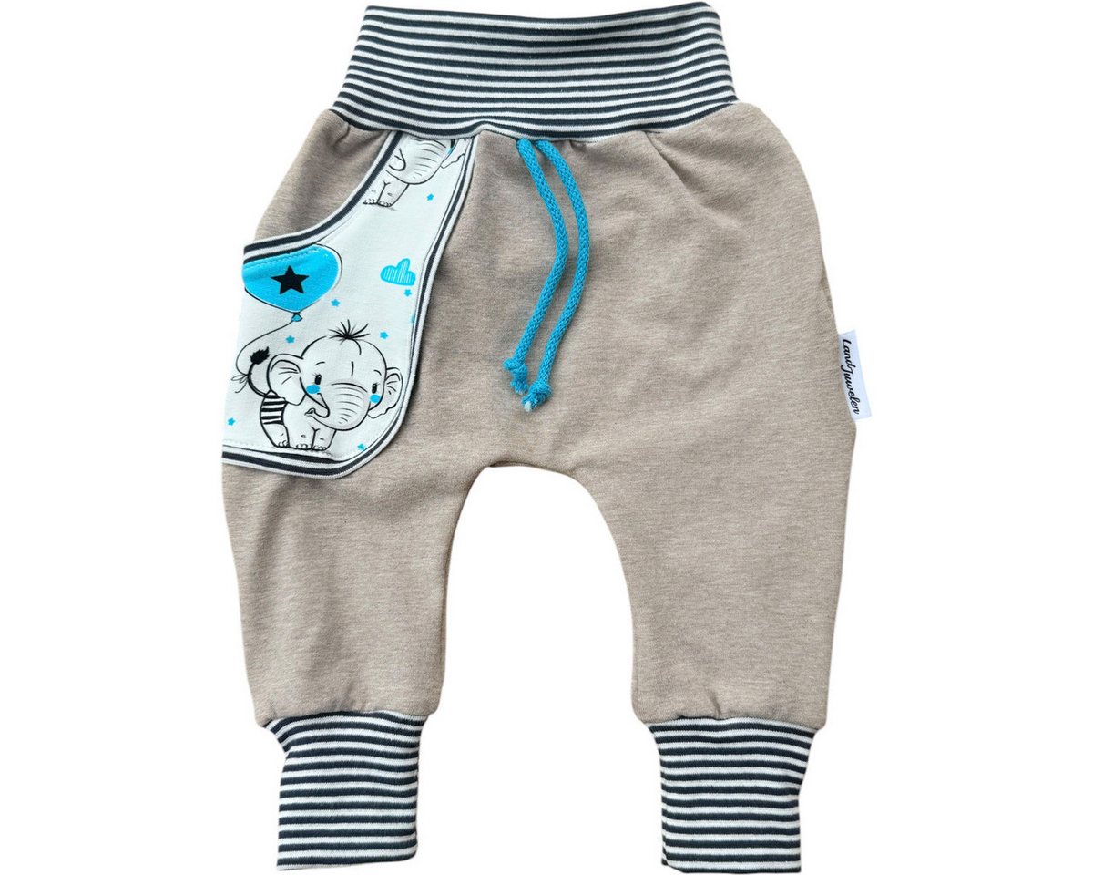 Land-Juwelen Stoffhose Handmade Elefant Unisex Kinder (1-tlg) Stoffhose, Jogginghose, Jogger, Sporthose, Chino von Land-Juwelen