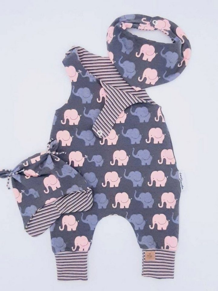 Land-Juwelen Strampler ROSA GRAU ELEFANT 3er Set Strampler von Land-Juwelen