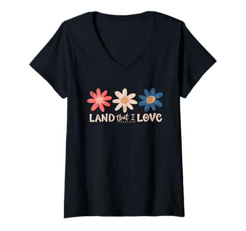 Damen Retro 4. Juli Land That I Love T-Shirt mit V-Ausschnitt Damen Retro 4. Juli Land That I Love T-Shirt mit V-Ausschnitt von Land That I Love Tee Gifts
