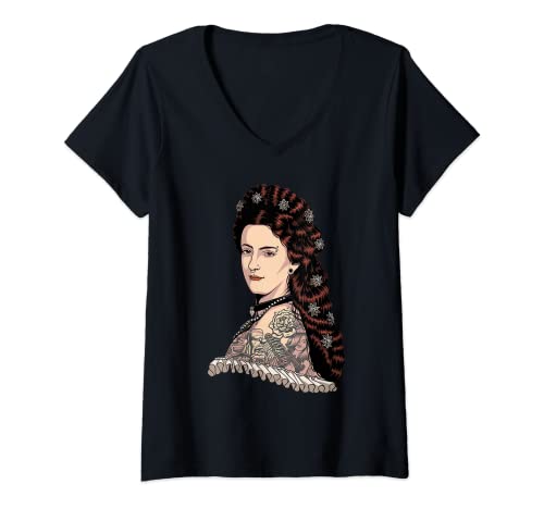 Damen Kaiserin Elisabeth von Österreich Portrait - Hipster Sissi T-Shirt mit V-Ausschnitt von Land der Leiberl