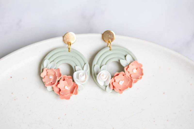 Handgefertigte Statement Ohrringe Aus Polymer Clay. 18K Vergoldete Leichte Ton Ohrringe, Boho Chic Schmuck Handgemachtes Geschenk von LandOfJewellery