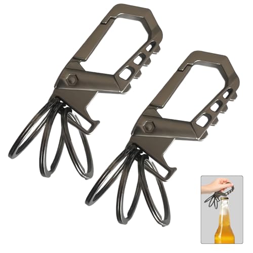 LandReCol 2 STK Schlüsselanhänger Karabiner mit Flaschenöffner – Schlüsselbund mit Karabinerhaken & Hebelfunktion – Robuster Schlüsselkarabiner für Männer von LandReCol
