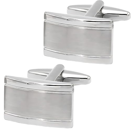 Herren Manschettenknöpfe Silber – Rechteckige Cufflinks für Hochzeit, Business & Geschenk von LandReCol
