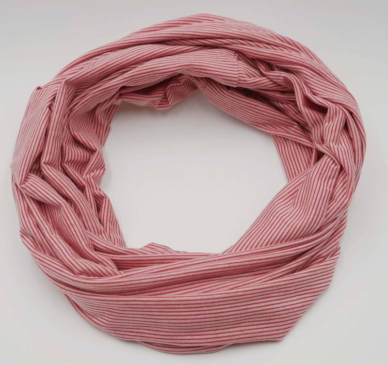 Landhuis Handmade - Handgefertigter Loop-Schal Aus Modal-Mix in Rot Melange Mit Feinen Ringeln Weich & Zeitlos von LandhuisDe