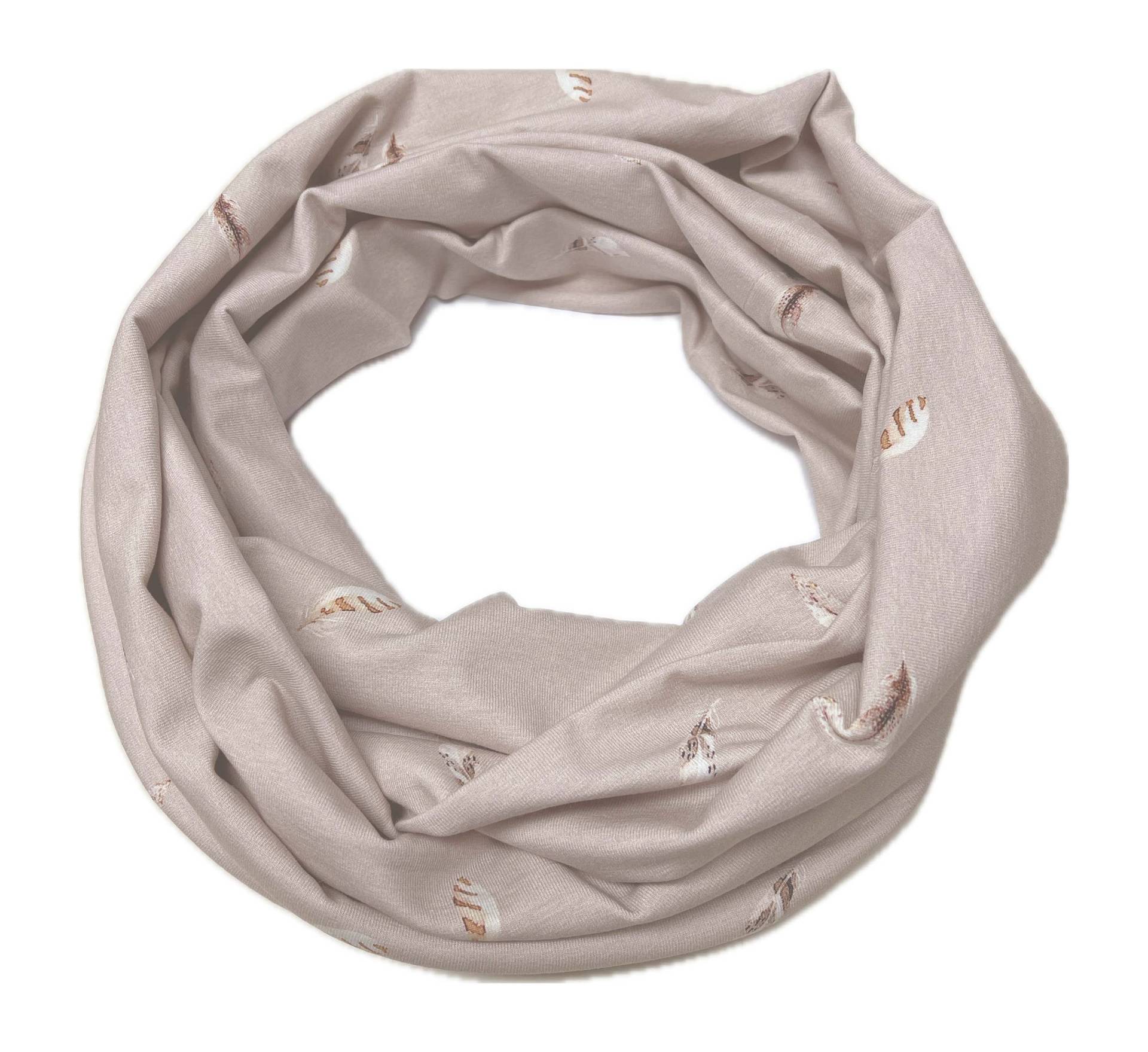 Landhuis Handmade - Loop Schal Beige Federn Ton in Baumwolle Halstuch Für Damen Schlauch-Schal Herbst Winter Frühling Sommer von LandhuisDe