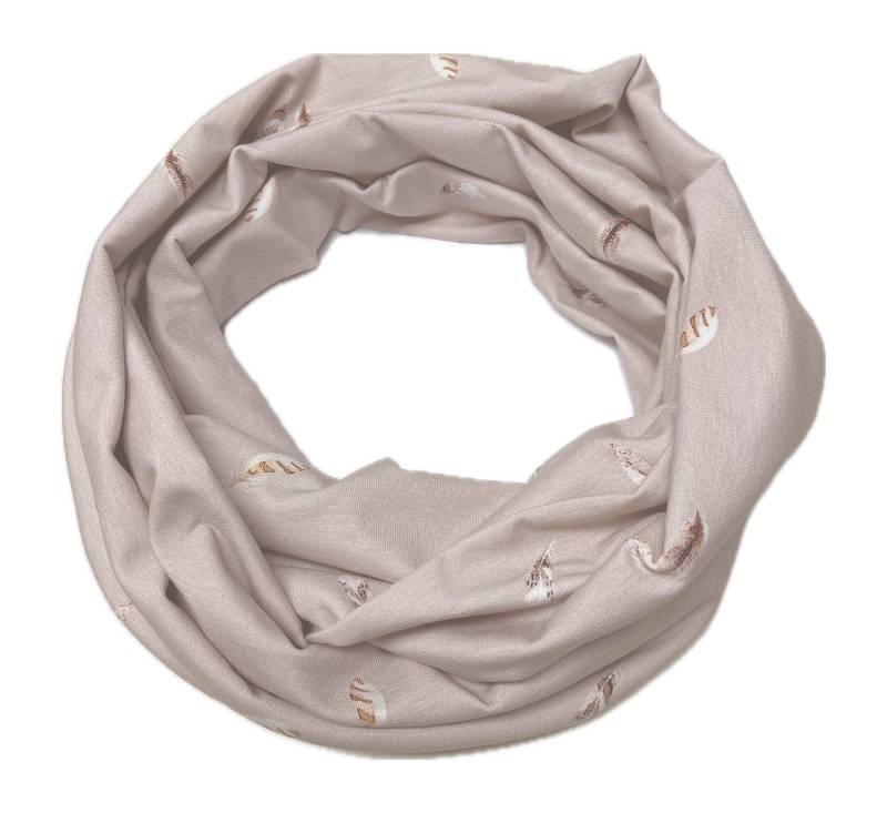 Landhuis Handmade - Loop Schal Beige Federn Ton in Baumwolle Halstuch Für Damen Schlauch-Schal Herbst Winter Frühling Sommer von LandhuisDe