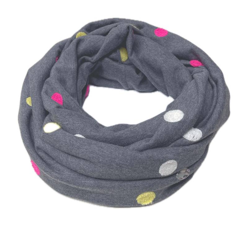 Landhuis Handmade - Loop Schal Dunkel-Grau Bunt Punkte Tupfen Baumwolle Halstuch Für Herbst Und Winter Landhuis Handmade - Loop Schal Dunkel-Grau Bunt Punkte Tupfen Baumwolle Halstuch Für Herbst Und Winter von LandhuisDe