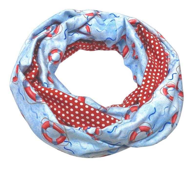 Landhuis Handmade - Loop Schal Hell-Blau Rot Rettungsringe Baumwolle Halstuch Schlauch-Schal Für Jede Jahreszeit Landhuis Handmade - Loop Schal Hell-Blau Rot Rettungsringe Baumwolle Halstuch Schlauch-Schal Für Jede Jahreszeit von LandhuisDe