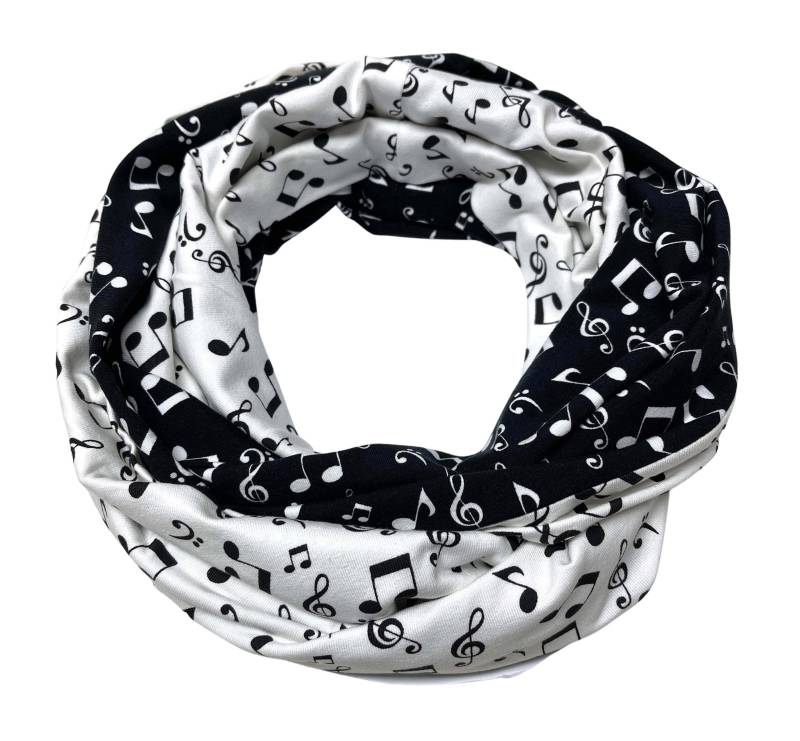 Landhuis Handmade - Musik-Loop Schal Jersey Schwarz Weiß | Handgemacht Geschenk Musikerin Musiklehrer Musiknoten Notenschal Landhuis Handmade - Musik-Loop Schal Jersey Schwarz Weiß | Handgemacht Geschenk Musikerin Musiklehrer Musiknoten Notenschal von LandhuisDe
