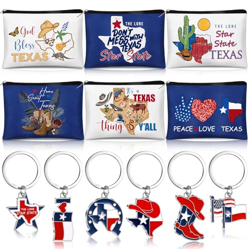 Landical 6 Sets Texas-Souvenir-Geschenke enthalten 6 Stück Texas-Kosmetiktasche und 6 Stück Texas-Metall-Schlüsselanhänger, Kartenform, Texas-Souvenirs für Frauen, Reisende, Weihnachtsfeier Landical 6 Sets Texas-Souvenir-Geschenke enthalten 6 Stück Texas-Kosmetiktasche und 6 Stück Texas-Metall-Schlüsselanhänger, Kartenform, Texas-Souvenirs für Frauen, Reisende, Weihnachtsfeier von Landical