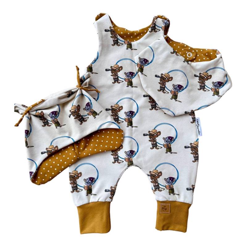 3Er Set Strampler Mütze Und Tuch "Die Bademeusel" Weiß Creme Beige Geschenk Zur Geburt von Landjuwel