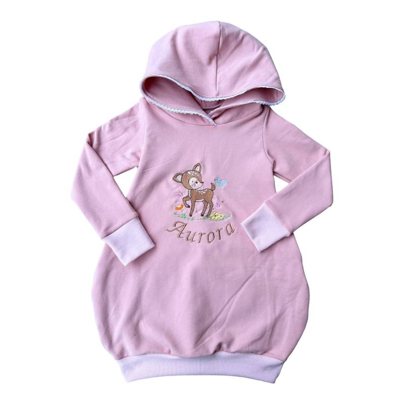 Ballonkleid Bestickt Mit Name Reh Altrosa Rosa Geschenk von Landjuwel