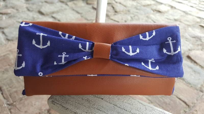 Geldbörse Braun Anker Blau Maritim Schleife von Landjuwel