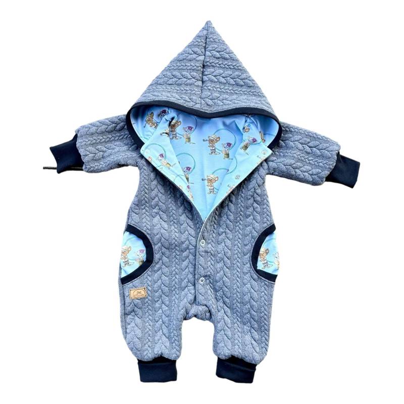 Overall Mit Zopfmuster Grau Blau Bademeusel Rosa Babygeschenk Jacke Taufe von Landjuwel