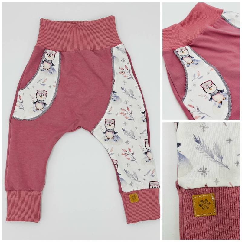 Pumphose Pinguin Altrosa Schneeflocke Winter Land-Juwelen Geschenk Taufe von Landjuwel