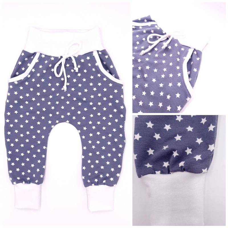 Pumphose Sterne Grau Weiß Wunschgröße 56 - 98 von Landjuwel