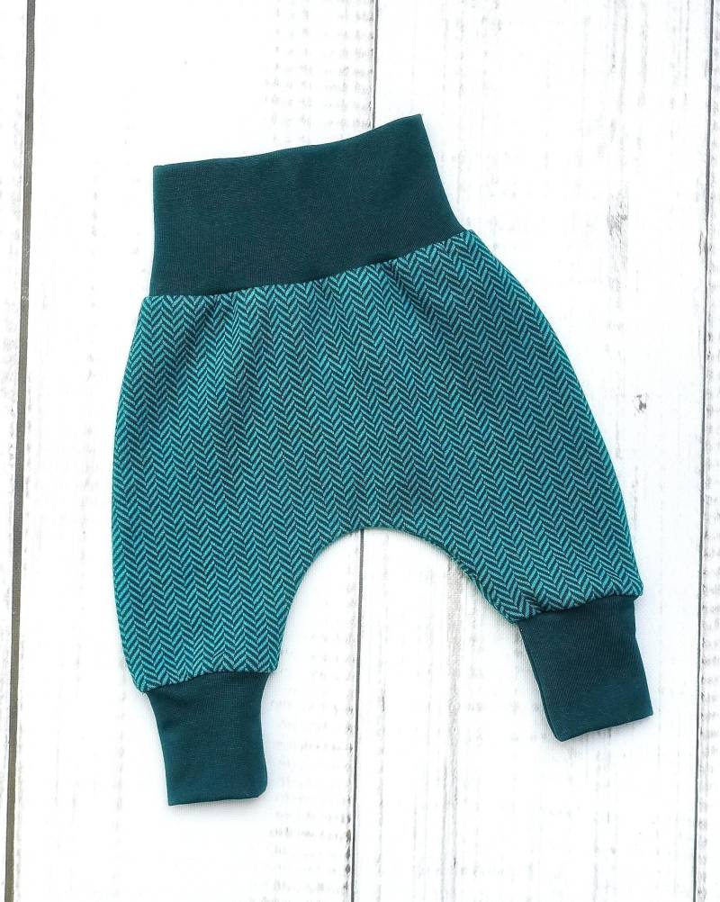 Bio Strick Jaqcuard Pumphose Smaragdgrün Gr. 56 - 98 von LandkinderLaden