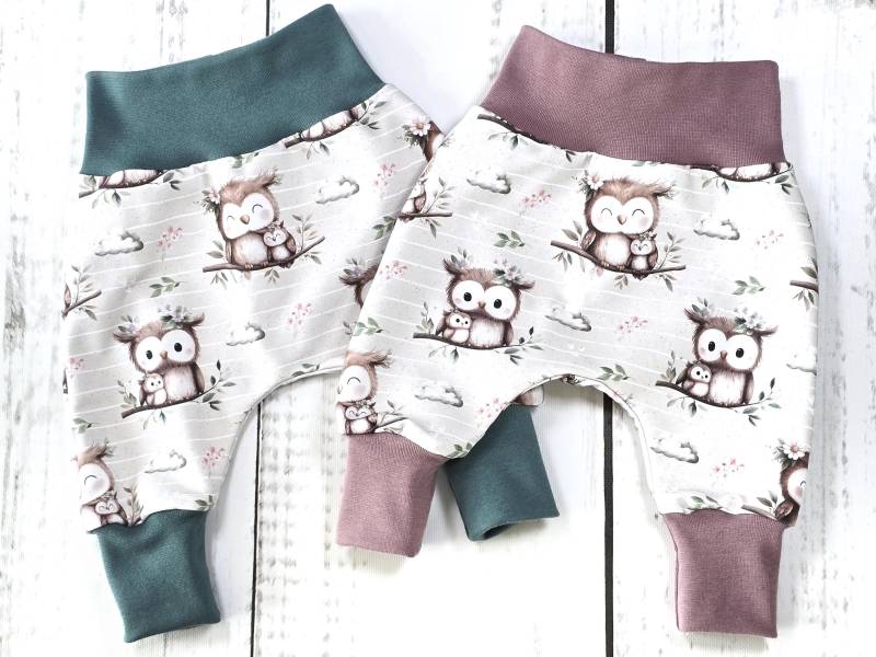 Pumphose Baby Mädchen Junge Owls Gr. 56 - 98 von LandkinderLaden