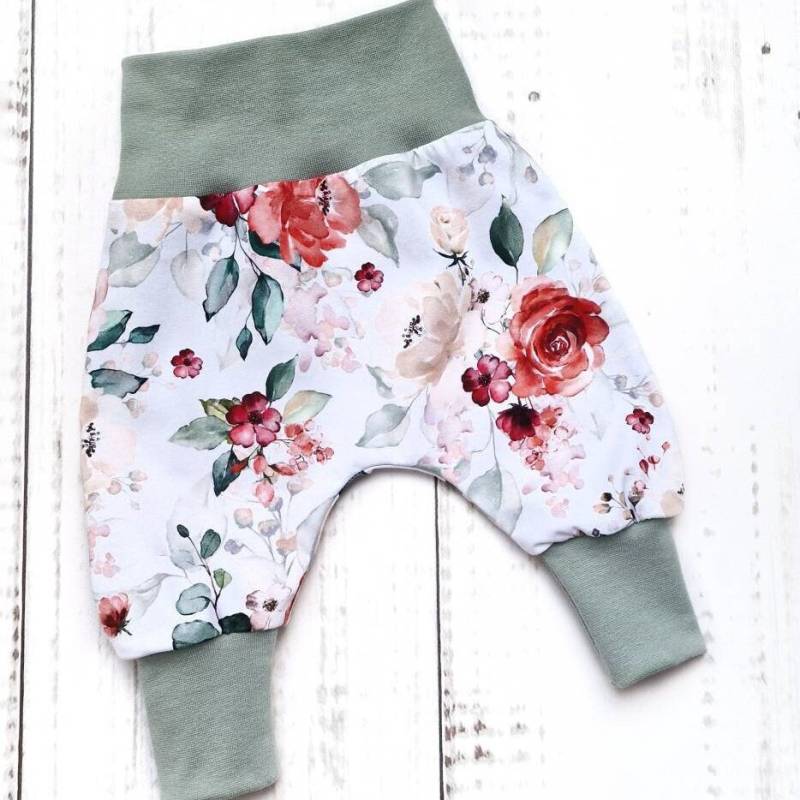 Pumphose Babyhose Hose Baby Kind Mädchen Blumen Gr. 56 - 98 von LandkinderLaden