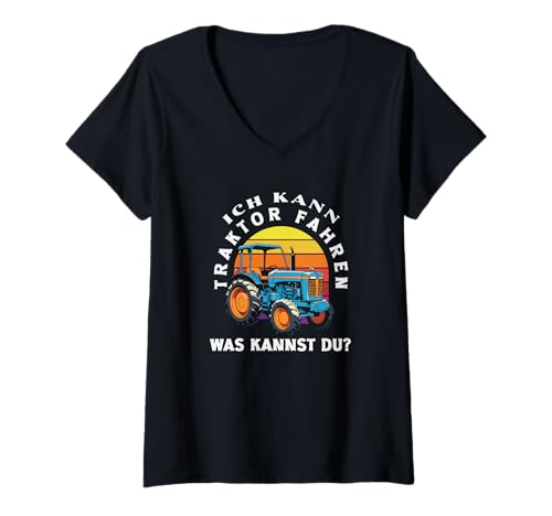 Damen Ich Kann Traktor Fahren was Kannst Du? Lustiges Traktor T-Shirt mit V-Ausschnitt Damen Ich Kann Traktor Fahren was Kannst Du? Lustiges Traktor T-Shirt mit V-Ausschnitt von Landleben Humor Traktor Fans Geschenke