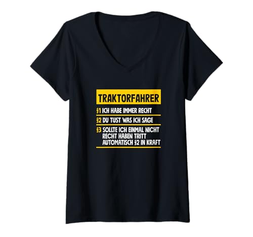 Damen Traktorfahrer Lustiges Traktor T-Shirt mit V-Ausschnitt Damen Traktorfahrer Lustiges Traktor T-Shirt mit V-Ausschnitt von Landleben Humor Traktor Fans Geschenke