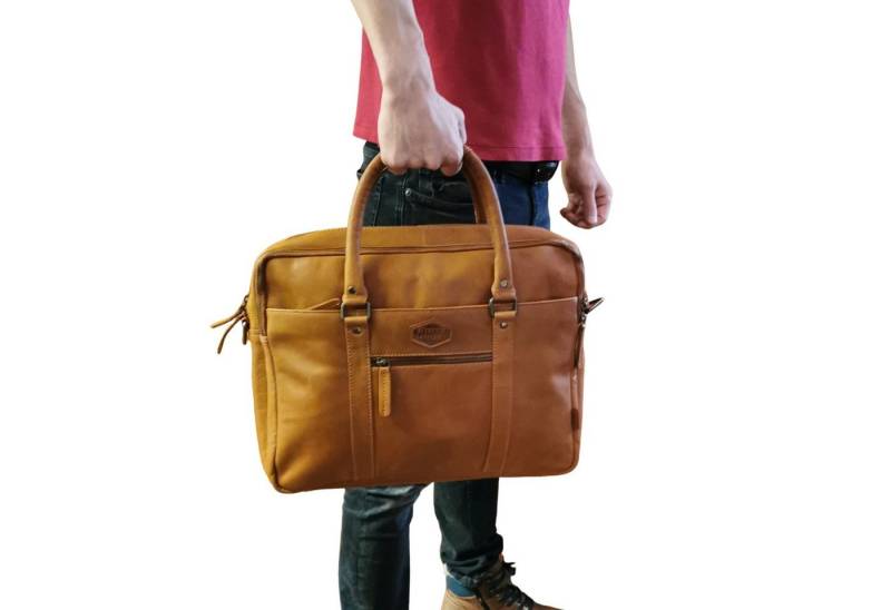 Landleder Laptoptasche Echtleder Businesstasche, Ordner + großer Laptop, Vollrindleder von Landleder