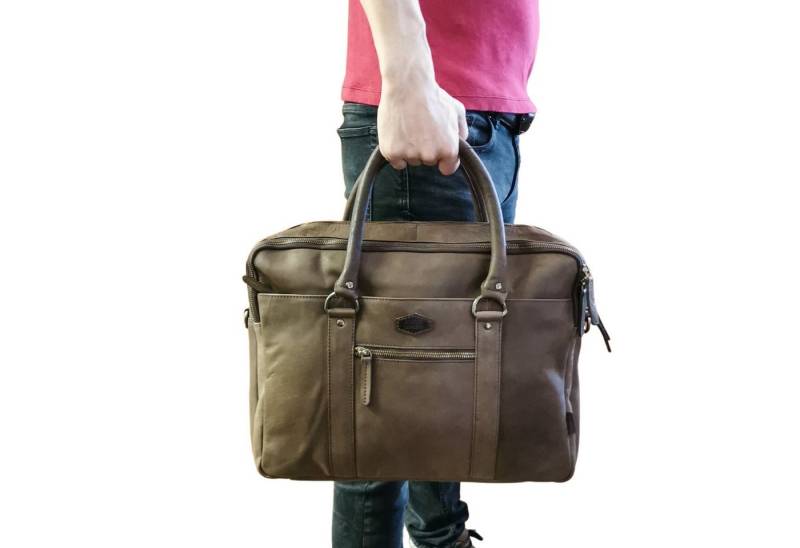 Landleder Laptoptasche Echtleder Businesstasche, Ordner + großer Laptop, Vollrindleder von Landleder